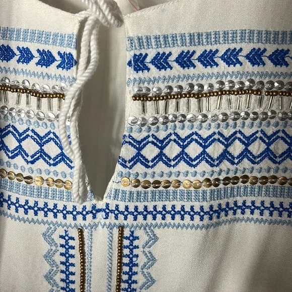 Kenji cream Beaded-sequined-Embroidered Front Sleeveless Lined dress size 8 - Picture 8 of 12